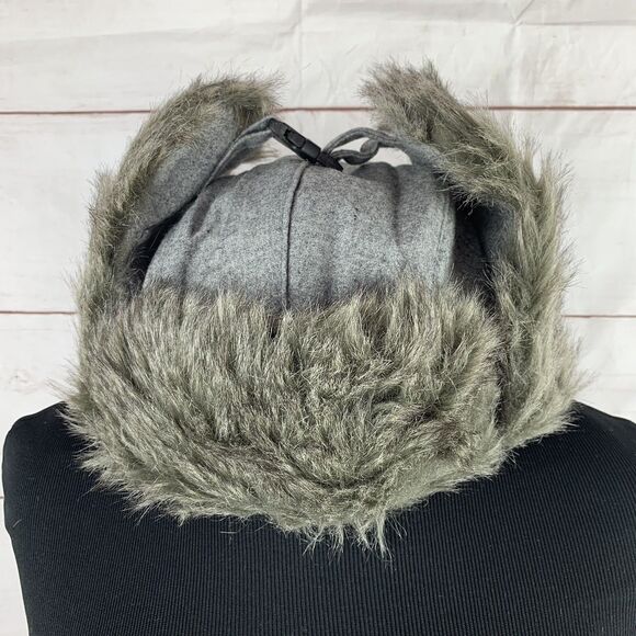 Trapper Aviator Ear-Flaps Hat Boys Big Kids Gray Pocket Faux-Fur Winter Cotton - Picture 2 of 16
